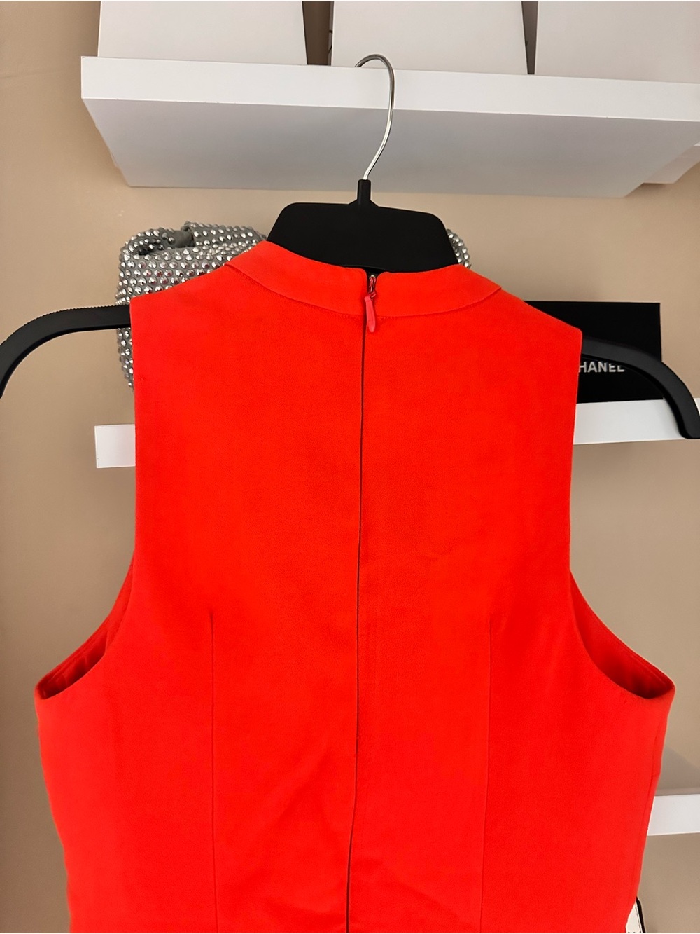 Sleeveless Red Mini Dress with Fringe Detail - Picture 3 of 6